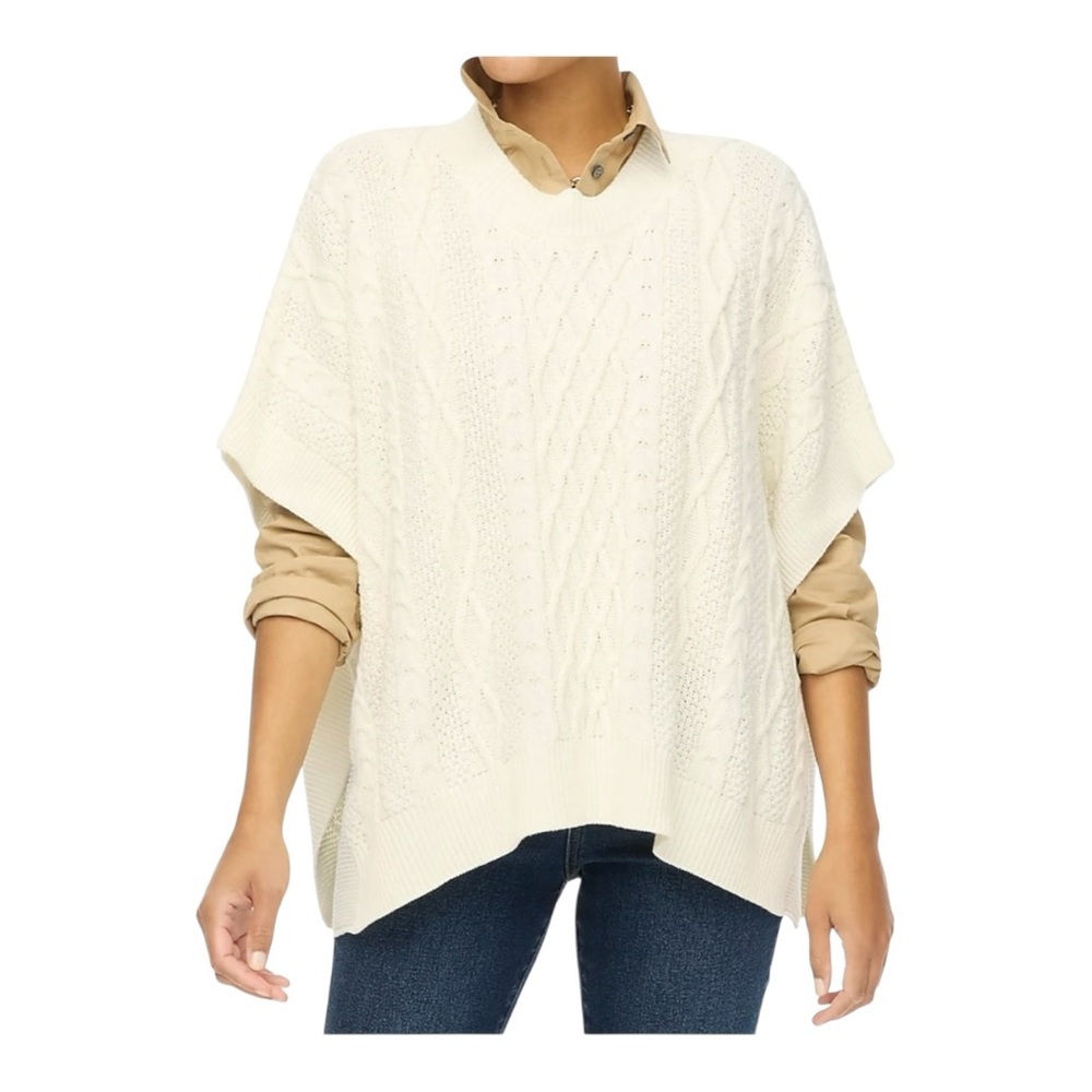 NWT J.Crew Fisherman Cable-Knit Poncho Sz OS BW699